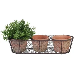 ohgreen Aardewerk|3 potjes in draadmand