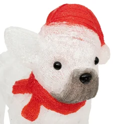 ohgreen Deco Verlichting Buiten|Acryl hond met kerstmuts 60 led h37cm