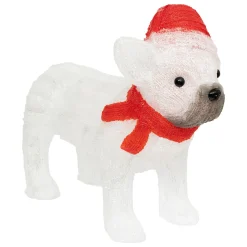 ohgreen Deco Verlichting Buiten|Acryl hond met kerstmuts 60 led h37cm