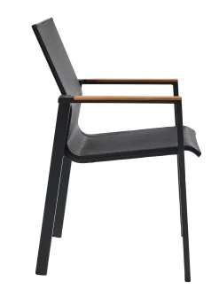 ohgreen Tuinmeubelen|Armstoel Norris zwart/teak