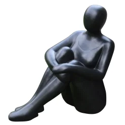 ohgreen Beelden|Beeld zittende vrouw fiberterrazzo 53cm