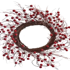 ohgreen Kerstkransen En Guirlandes Kunststof|Bessenkrans 45cm rood