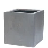 ohgreen Aardewerk|Bloembak Fiberstone kubus 50x50cm grijs