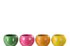 ohgreen Potten En Vazen|Bloempot smiley porselein mix medium assortiment van 4