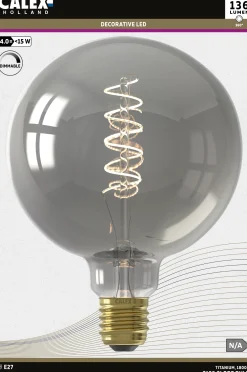 ohgreen Verlichting|Ecocheques|calex led lamp globe G125 flex filament E27 titanium dimbaar