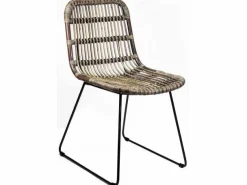 ohgreen Meubilair|Chair dining metal rattan brown 46x57h84cm