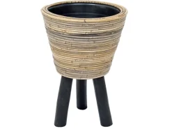 ohgreen Potten En Vazen|Drypot wooden legs stripe grey d32h45cm