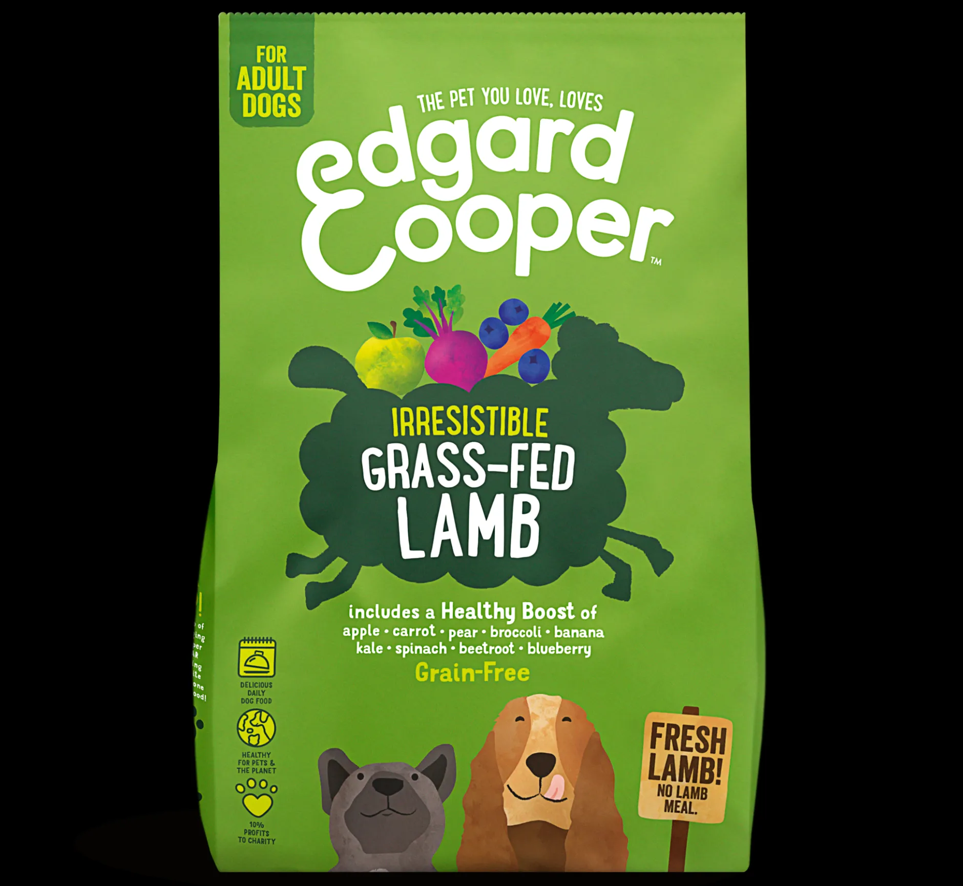 ohgreen Hond Voeding|Edgard & cooper, hondenbrokken voor adult met lam, 12kg