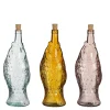 ohgreen Potten En Vazen|Fles vis recycled glas geel roze 3 assorti - h33xd12cm