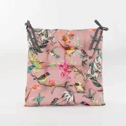 ohgreen Accessoires En Onderhoud|Gewatteerd stoelkussen vogels oud roze 38x38cm