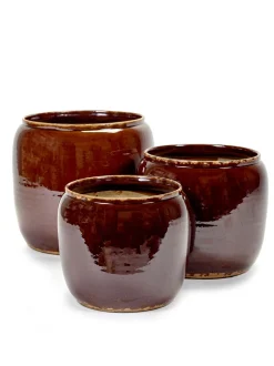 ohgreen Potten En Vazen|Glazed shades Pot costa s brown d18,5h19