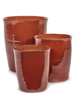 ohgreen Potten En Vazen|Glazed shades Sierpot lines l40xb40xh44 rood