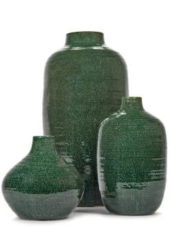 ohgreen Potten En Vazen|Glazed shades Vaas m 22,5x22,5x36,5 d.groen