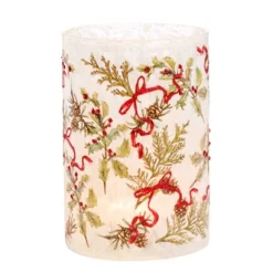 ohgreen Kerstdecoratie|Glazen cilinder votive met hulst en strik