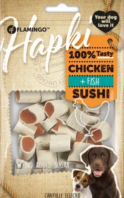 ohgreen Hond Voeding|Werelddierendag|Hapki kip - & vis sushi rolletjes 85gr