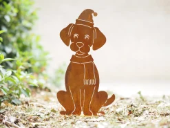 ohgreen Decoratie|Hond met sjaal en kerstmuts op basis