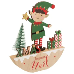 ohgreen Thema Holiday|Kerstdecoratie|Houten decoratie elf h17cm