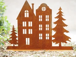 ohgreen Decoratie|Huizen met bomen op basis, winterlandschap