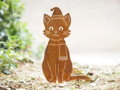 ohgreen Decoratie|Kat met sjaal en kerstmuts op basis