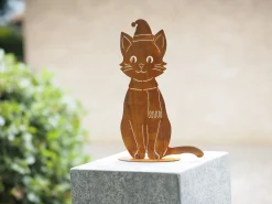 ohgreen Decoratie|Kat met sjaal en kerstmuts op basis