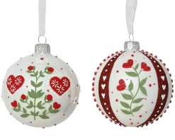 ohgreen Thema Holiday|Kerstballen|Kerstbal glas emaille bloemetjesprint