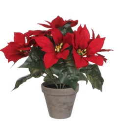 ohgreen Kerstdecoratie|Kunststof poinsettia in pot