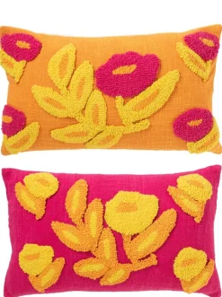 ohgreen Sfeermakers|Kussen rechthoek borduurwerk bloem katoen mix assortiment van 2