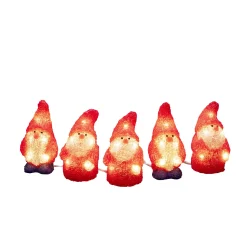 ohgreen Deco Verlichting Buiten|Led lichtsnoer met 5 rode acryl kerstmannen