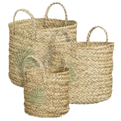 ohgreen Potten En Vazen|Mand rond blad donkergroen - h23xd25cm