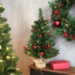 ohgreen Kerstbomen|Kerstbomen Kunststof|Mini kerstboom60cm met 30 lampjes