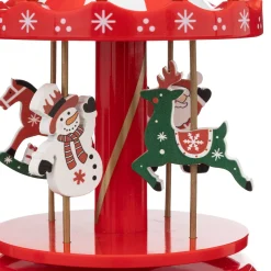 ohgreen Thema Classic|Kerstdecoratie|Muzikale carrousel met kerstman en sneeuwpop