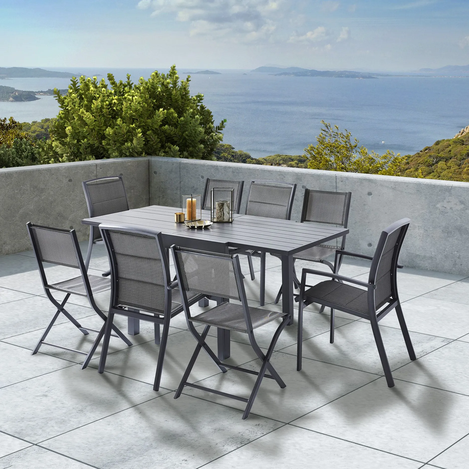 ohgreen Tuinmeubelen|Plooistoel Modulo grijs antraciet