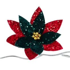 ohgreen Kerstornamenten|Poinsettia bloemclip met pailletten