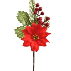 ohgreen Kerstdecoratie|Poinsettia tak met bessen 27cm