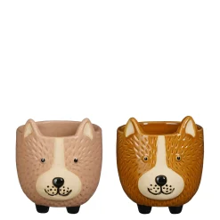 ohgreen Potten En Vazen|Pot hond bruin beige 2 assorti - l11,5xb11xh12cm