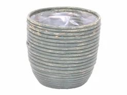 ohgreen Potten En Vazen|Pot round balloon stripe olive d20h19cm