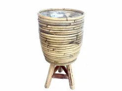 ohgreen Sfeermakers|Pot streep grijs houten pootjes