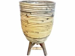 ohgreen Sfeermakers|Pot streep grijs houten pootjes