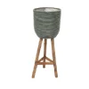 ohgreen Potten En Vazen|Pot stripe wooden legs green d25h64cm