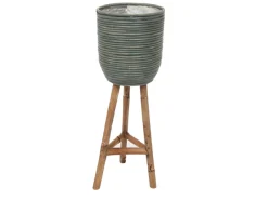 ohgreen Potten En Vazen|Pot stripe wooden legs green d25h74cm