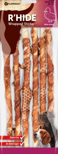 ohgreen Hond Voeding|R'hide duck wrapped stick 7/8mm 25cm 6st 130gr