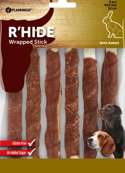 ohgreen Hond Voeding|R'hide stokjes omwikkeld met konijn 15mm 15cm 6st 180gr