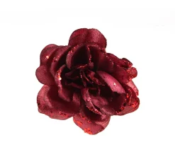 ohgreen Kerstornamenten|Roos op clip glitter wijnrood