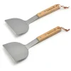ohgreen Accessoires En Onderhoud|Ecocheques|Set van 2 plancha spatels uit rvs en hout 31cm FSC 100%