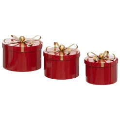 ohgreen Thema Classic|Kerstdecoratie|Set van 3 ronde metalen dozen