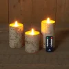ohgreen Deco Verlichting Binnen|Set van 3 rustieke wax led kaarsen met bewegende vlam berk wit
