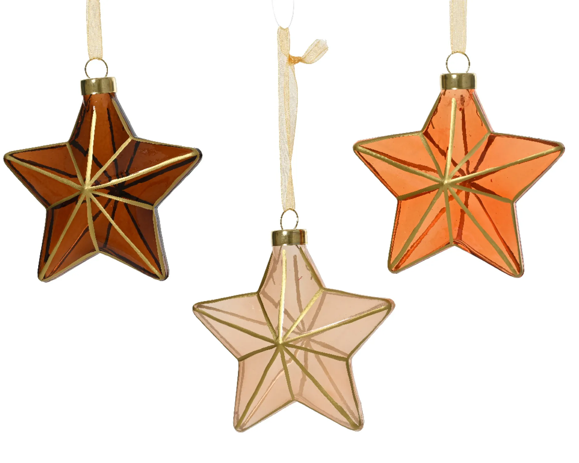 ohgreen Thema Luxury|Kerstornamenten|Ster glas transparant met strepen goud