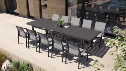 ohgreen Tuinmeubelen|Tafel Albin 256-320x100cm charcoal/aluminium