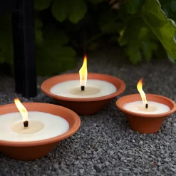 ohgreen Kaarsen|Tuinkaars Royal flame in terracotta schaal 13u - ivoor