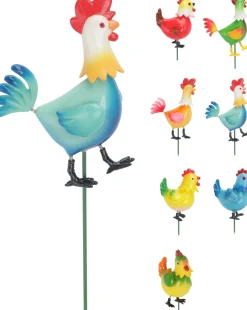 ohgreen Decoratie|Tuinprikker haan en kip 69cm